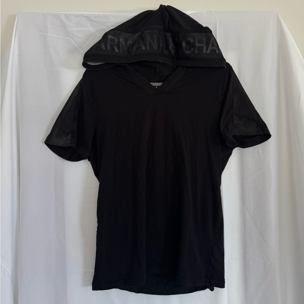 Armani Exchange Black Hooded Men's Shirt